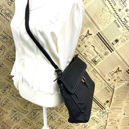 LOEWE Shoulder Bag Purse Anagram Leather Black Authentic