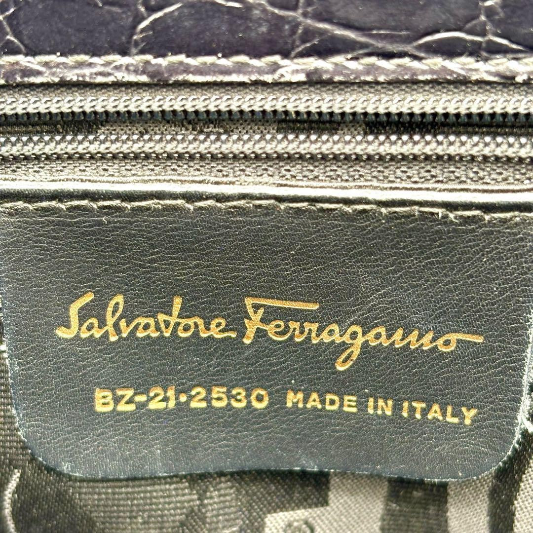 Salvatore Ferragamo Hand Bag Tote Purse Leather Black Authentic