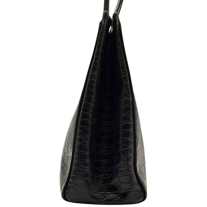 Salvatore Ferragamo Hand Bag Tote Purse Leather Black Authentic