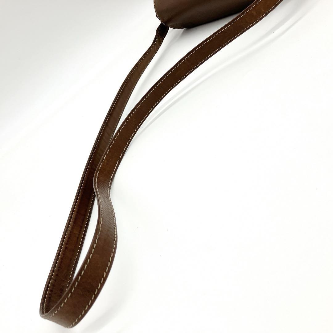 LOEWE Shoulder Bag Purse Anagram Leather Brown Authentic