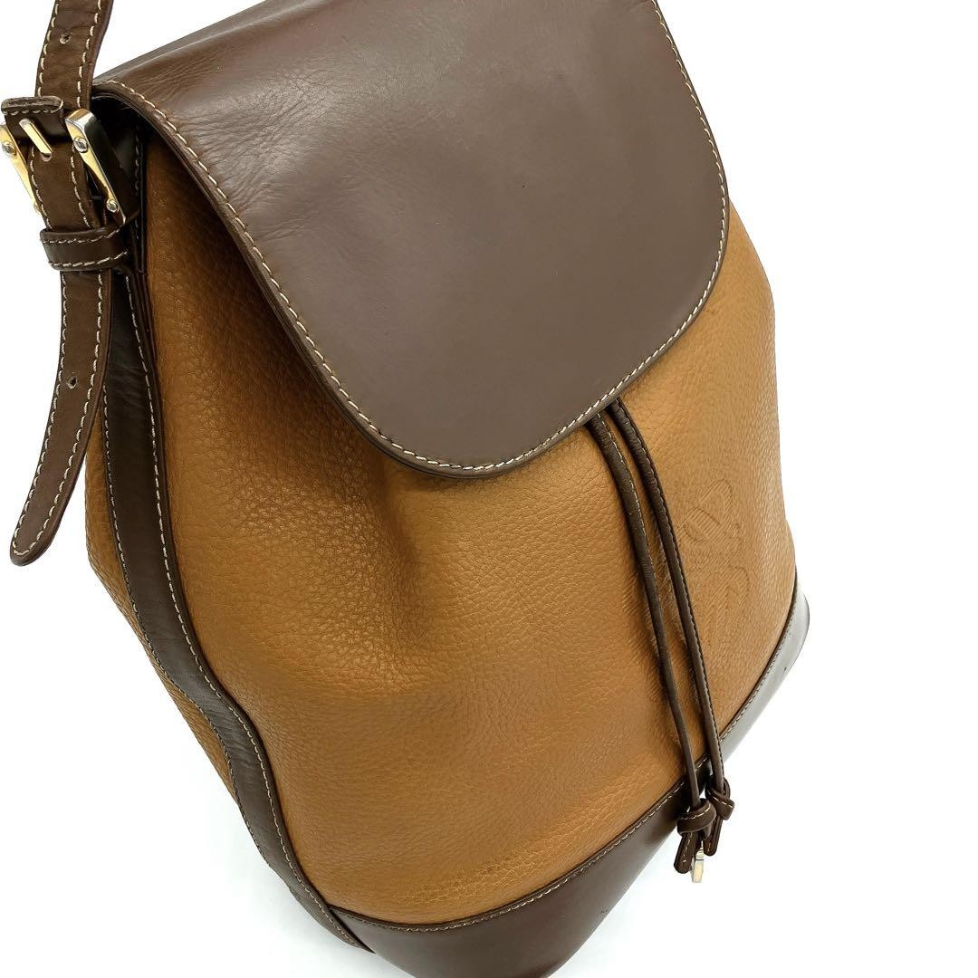 LOEWE Shoulder Bag Purse Anagram Leather Brown Authentic