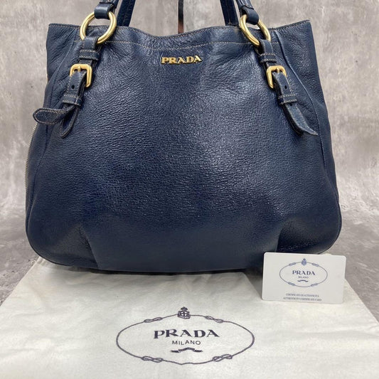 PRADA Hand Shoulder Bag Tote Purse 2way Leather Authentic