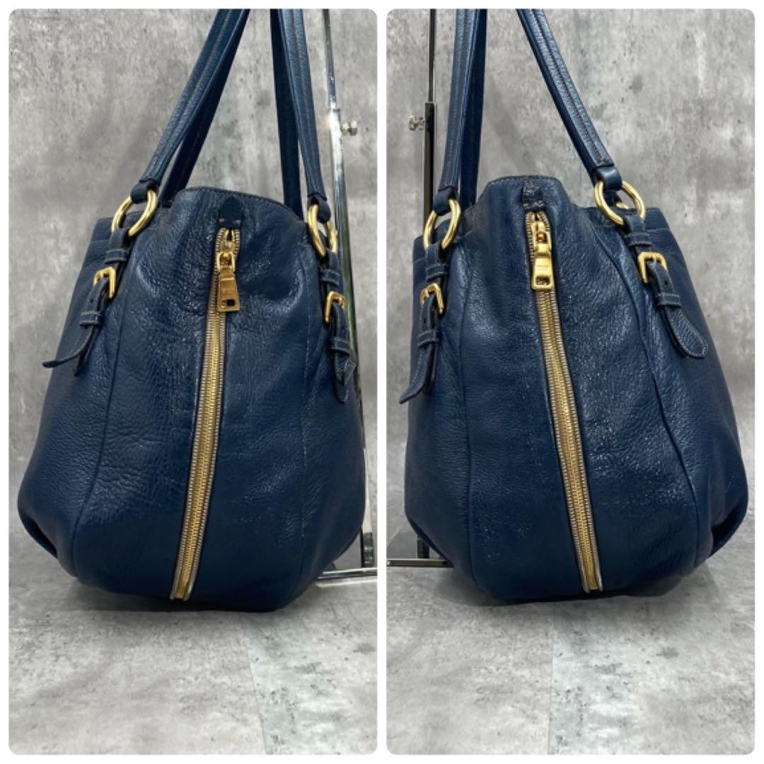 PRADA Hand Shoulder Bag Tote Purse 2way Leather Authentic