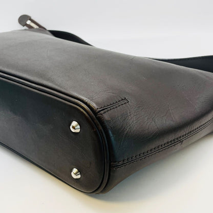 BURBERRY Shoulder Bag Purse Nova Check Leather Dark Brown Authentic