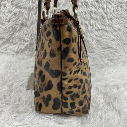 Dolce & Gabbana Hand Bag Tote Purse Leopard PVC Leather Brown Authentic