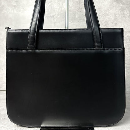 BURBERRY Hand Bag Tote Purse Nova Check Leather Black Authentic