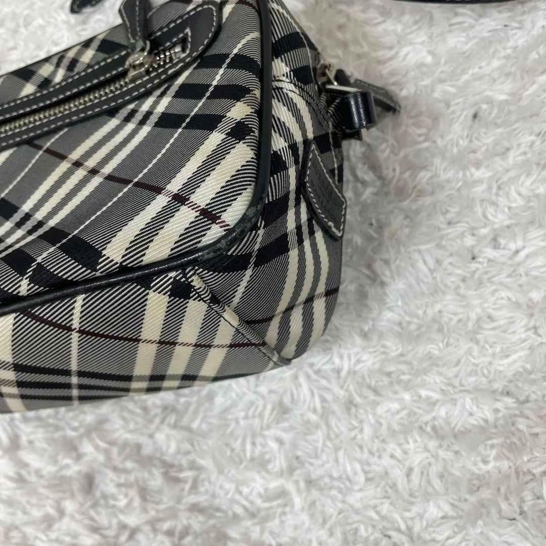BURBERRY BLUE LABEL Shoulder Bag Purse Nova Check Canvas Leather Black White