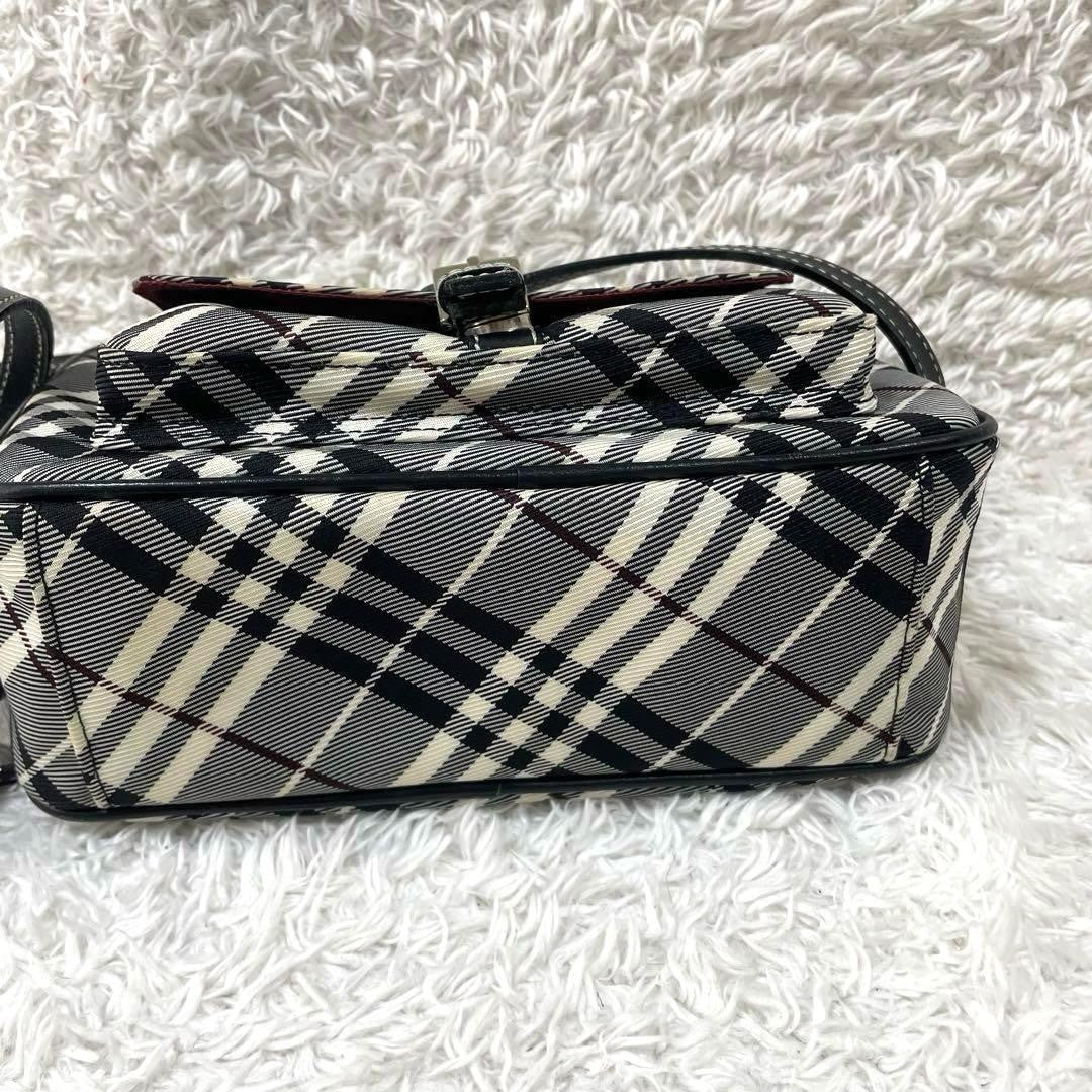 BURBERRY BLUE LABEL Shoulder Bag Purse Nova Check Canvas Leather Black White