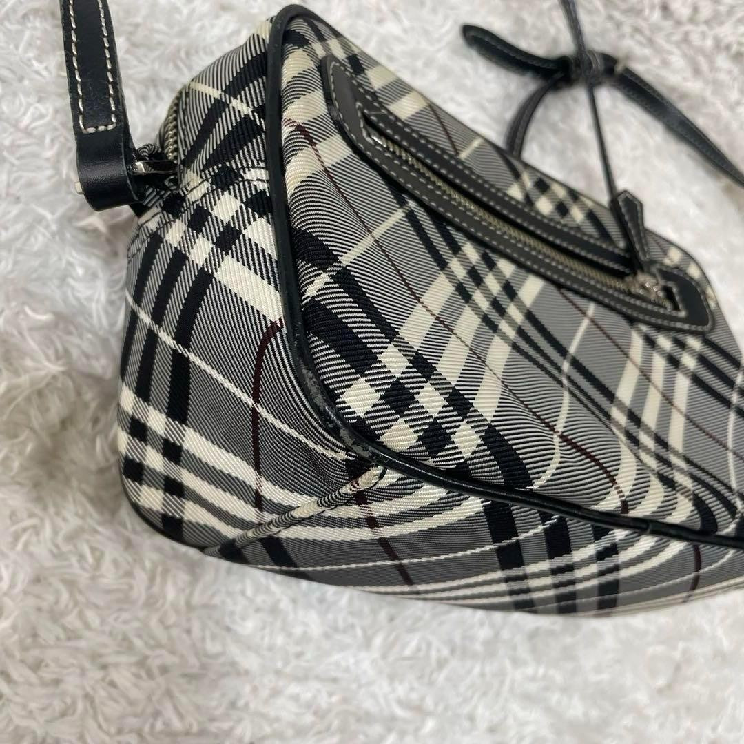 BURBERRY BLUE LABEL Shoulder Bag Purse Nova Check Canvas Leather Black White