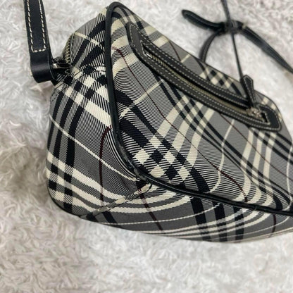 BURBERRY BLUE LABEL Shoulder Bag Purse Nova Check Canvas Leather Black White