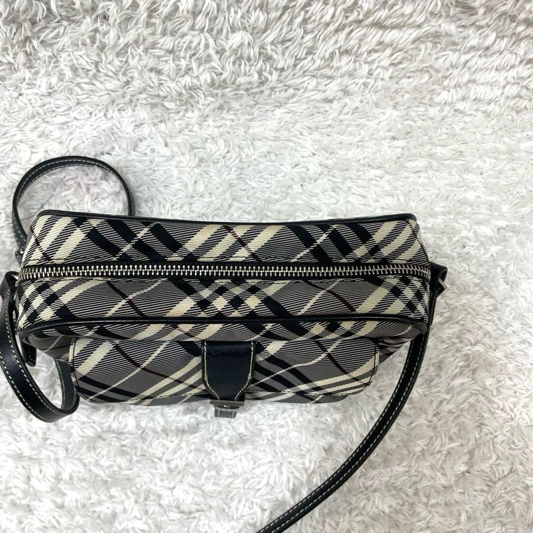 BURBERRY BLUE LABEL Shoulder Bag Purse Nova Check Canvas Leather Black White