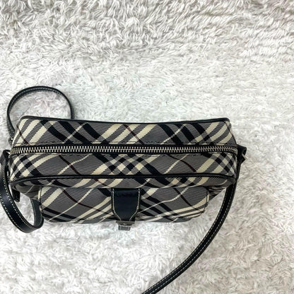 BURBERRY BLUE LABEL Shoulder Bag Purse Nova Check Canvas Leather Black White