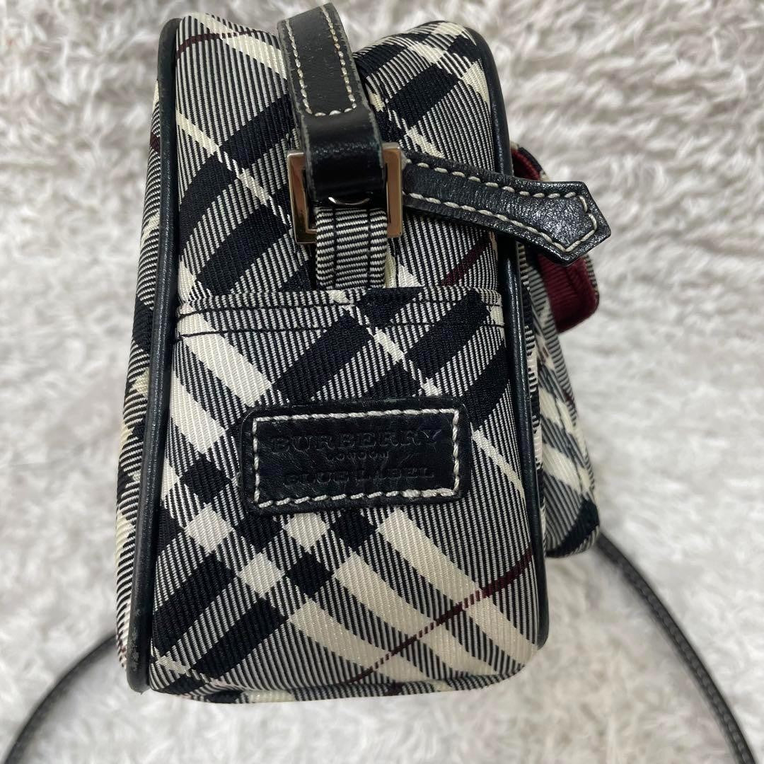 BURBERRY BLUE LABEL Shoulder Bag Purse Nova Check Canvas Leather Black White