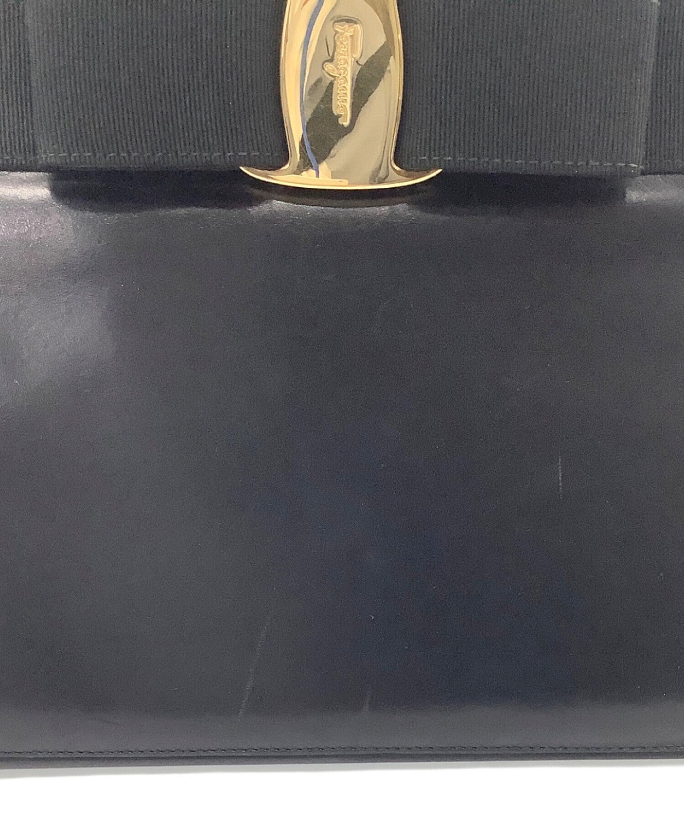 Salvatore Ferragamo Hand Bag Tote Purse Vara Leather Black Authentic