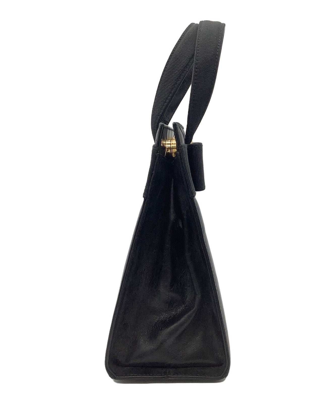 Salvatore Ferragamo Hand Bag Tote Purse Vara Leather Black Authentic