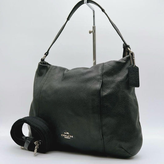 COACH Hand Shoulder Bag Tote Purse 2way Leather Black Authentic