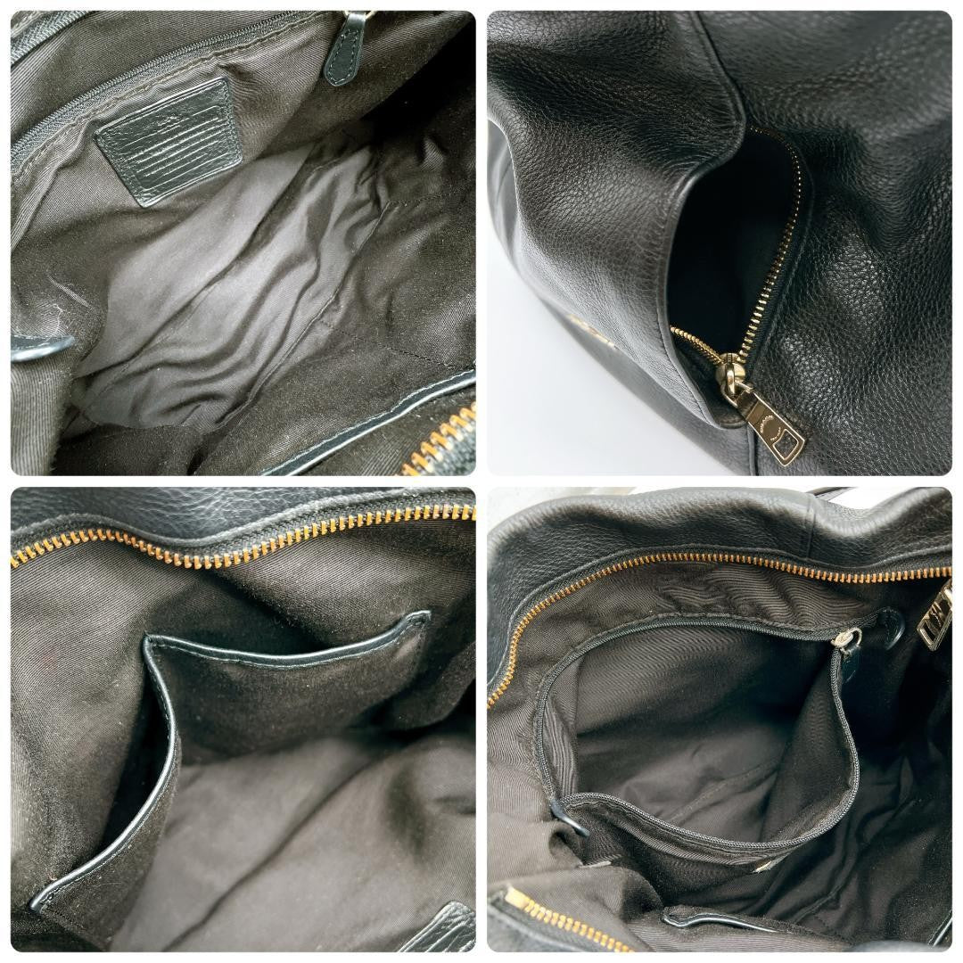 COACH Hand Shoulder Bag Tote Purse 2way Leather Black Authentic