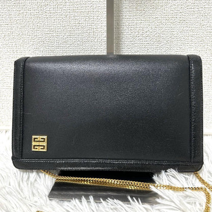 GIVENCHY Shoulder Bag Purse 4G Leather Black Authentic