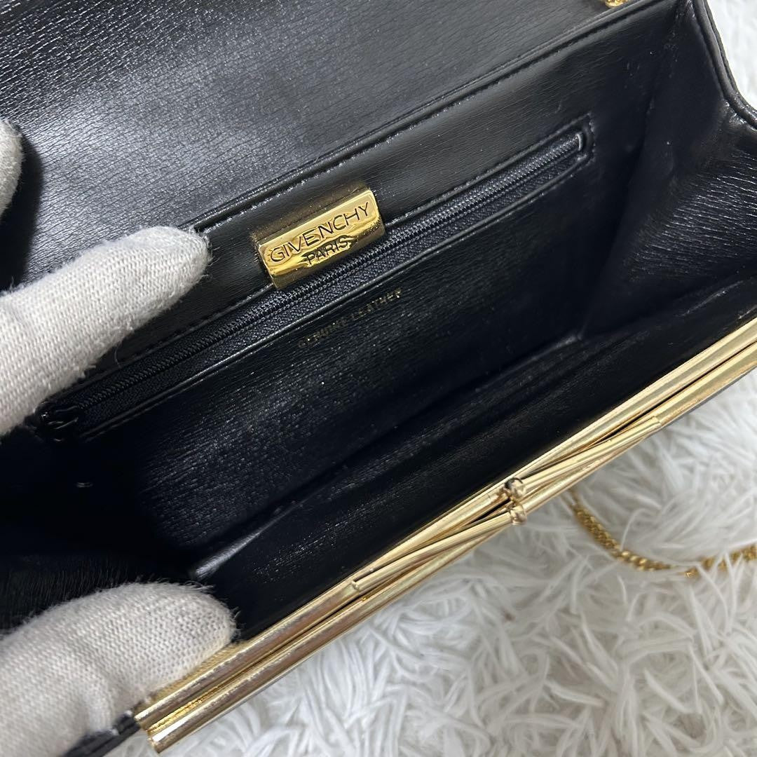 GIVENCHY Shoulder Bag Purse 4G Leather Black Authentic