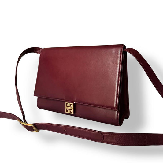 GIVENCHY Shoulder Bag Purse 4G Leather Red Authentic