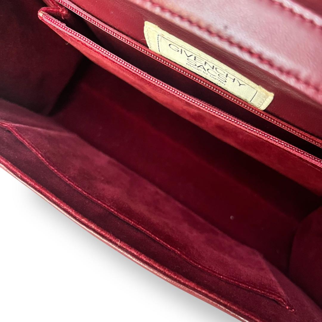 GIVENCHY Shoulder Bag Purse 4G Leather Red Authentic