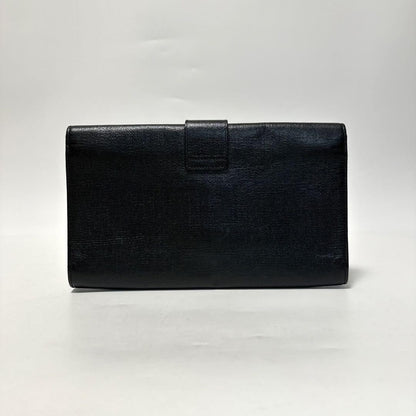 Saint Laurent Clutch Bag Second Bag Y Line Leather Black Authentic