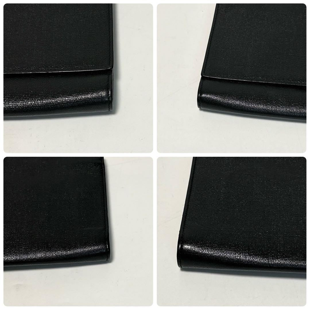 Saint Laurent Clutch Bag Second Bag Y Line Leather Black Authentic