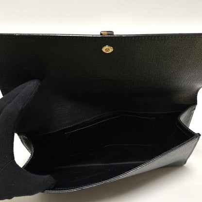 Saint Laurent Clutch Bag Second Bag Y Line Leather Black Authentic