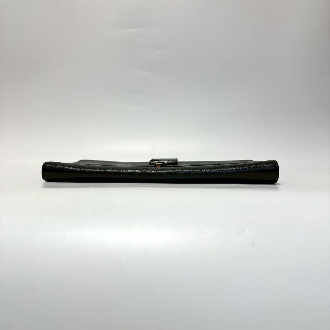 Saint Laurent Clutch Bag Second Bag Y Line Leather Black Authentic