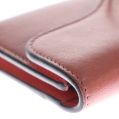 Christian Dior Tri-fold Wallet Compact Purse Saddle Leather Pink Authentic