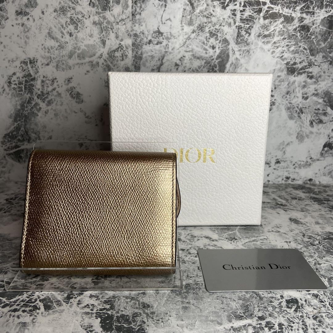 Christian Dior Tri-fold Wallet Compact Purse Saddle Authentic