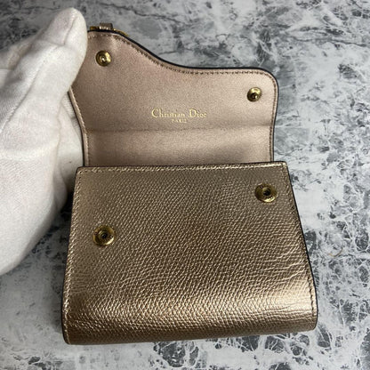 Christian Dior Tri-fold Wallet Compact Purse Saddle Authentic
