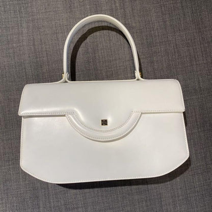 GIVENCHY Hand Bag Tote Purse Leather White Authentic
