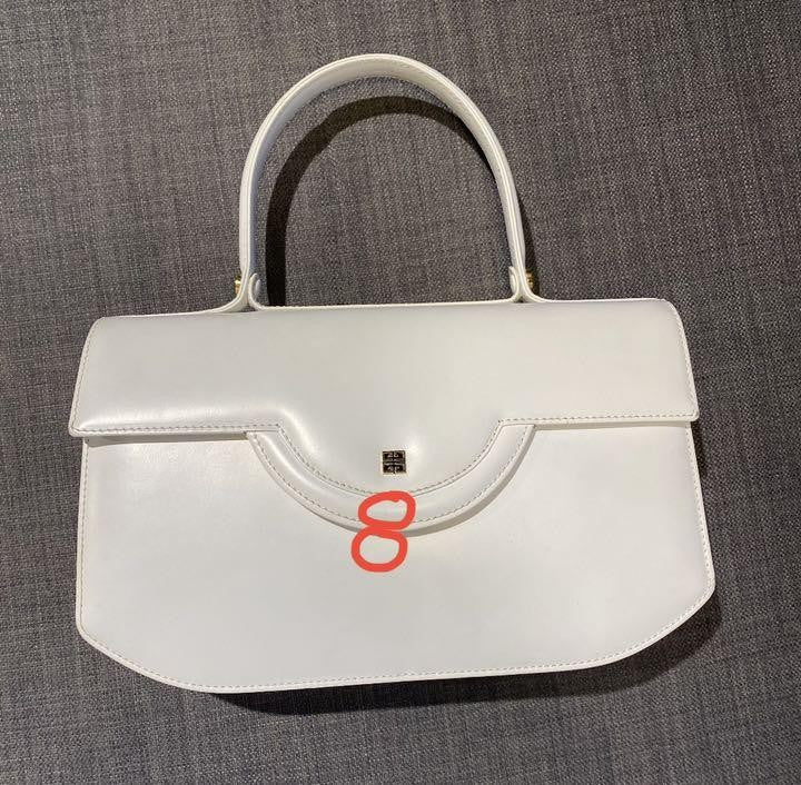 GIVENCHY Hand Bag Tote Purse Leather White Authentic
