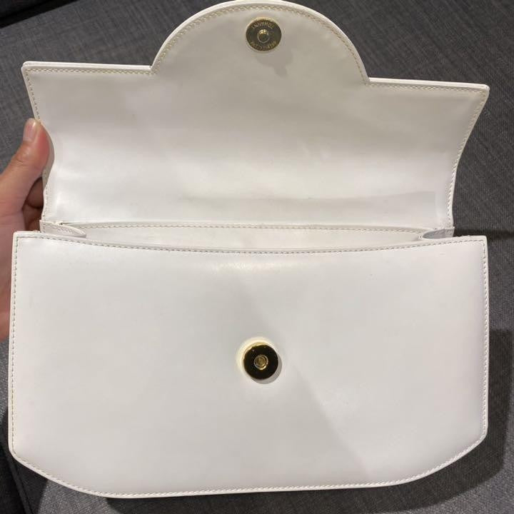 GIVENCHY Hand Bag Tote Purse Leather White Authentic