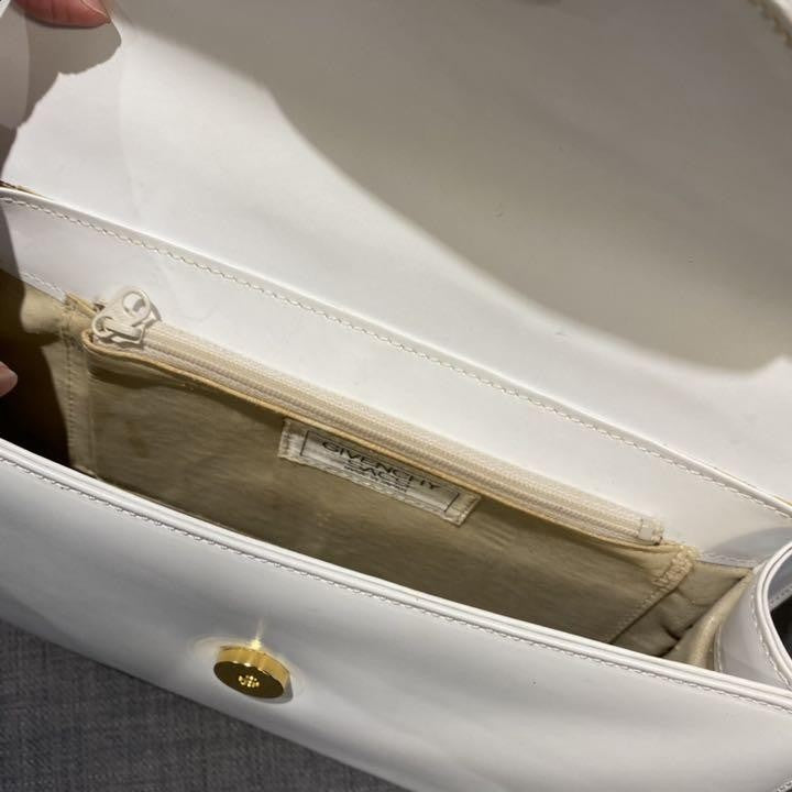 GIVENCHY Hand Bag Tote Purse Leather White Authentic