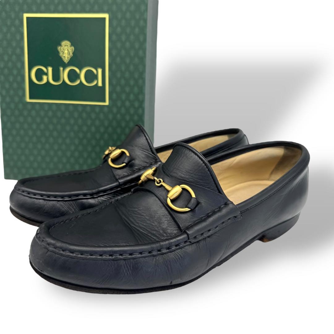 GUCCI Loafers Shoes Horse Bit EU 36 US 6 Leather Black Authentic