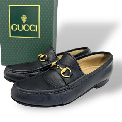 GUCCI Loafers Shoes Horse Bit EU 36 US 6 Leather Black Authentic