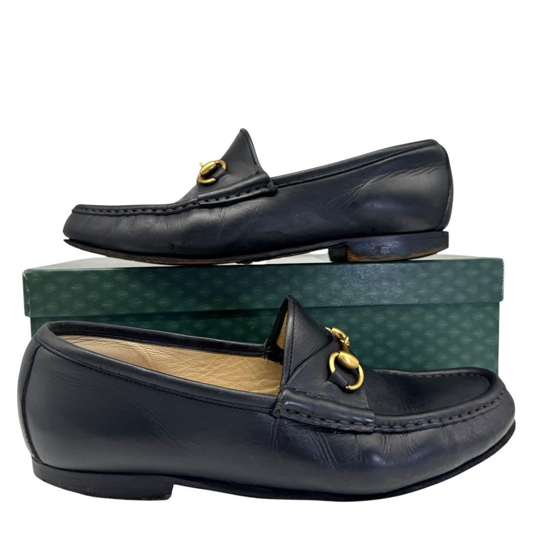 GUCCI Loafers Shoes Horse Bit EU 36 US 6 Leather Black Authentic