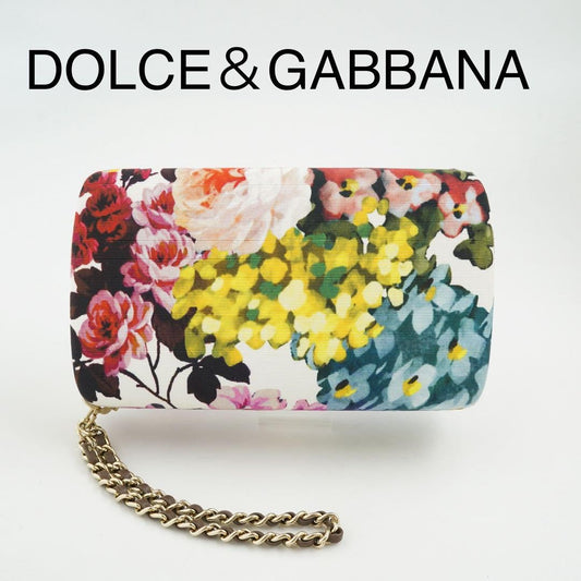 Dolce & Gabbana Accessory Pouch Second Bag Leather Canvas Multicolor Authentic