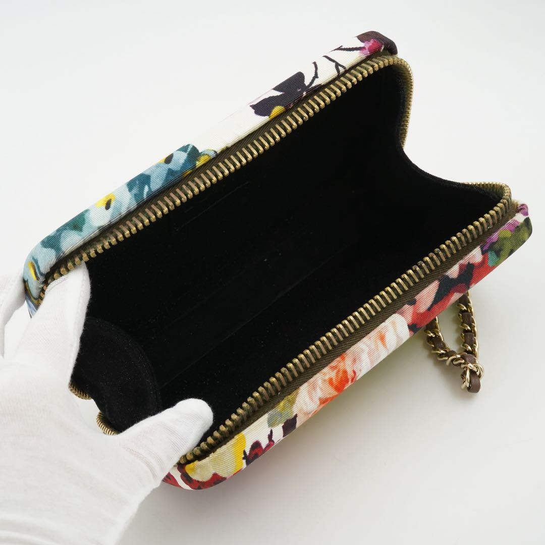 Dolce & Gabbana Accessory Pouch Second Bag Leather Canvas Multicolor Authentic