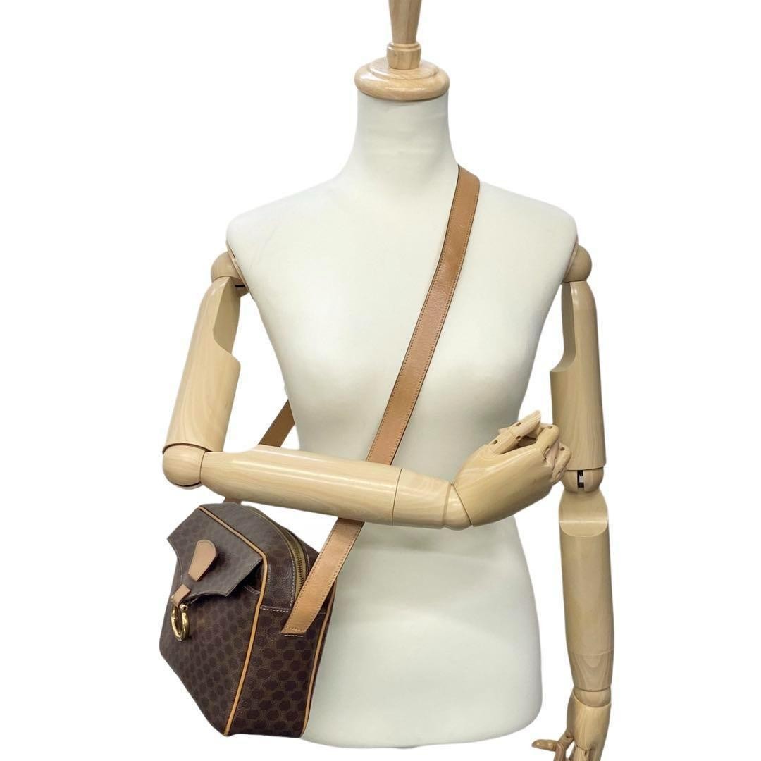 CELINE Shoulder Bag Purse Macadam PVC Leather Brown Authentic