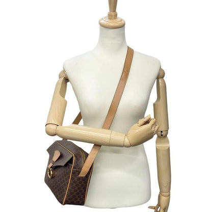 CELINE Shoulder Bag Purse Macadam PVC Leather Brown Authentic