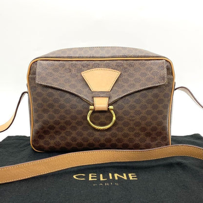 CELINE Shoulder Bag Purse Macadam PVC Leather Brown Authentic
