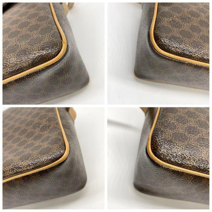 CELINE Shoulder Bag Purse Macadam PVC Leather Brown Authentic