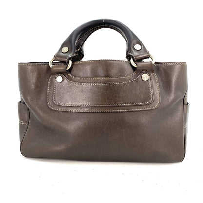 CELINE Hand Bag Tote Purse Boogie Leather Brown Authentic