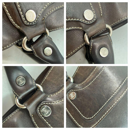 CELINE Hand Bag Tote Purse Boogie Leather Brown Authentic