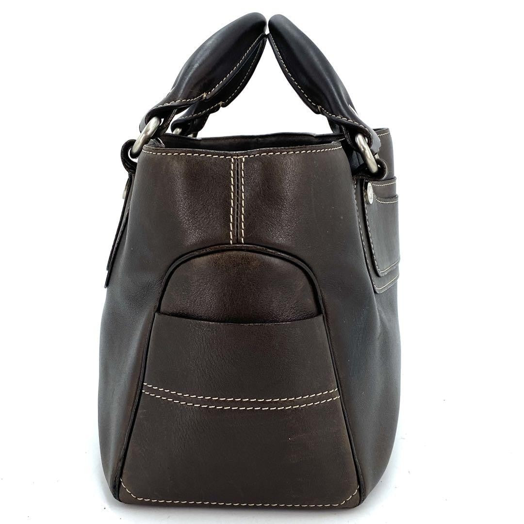 CELINE Hand Bag Tote Purse Boogie Leather Brown Authentic