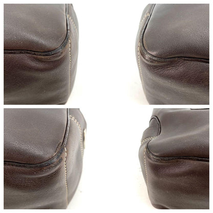 CELINE Hand Bag Tote Purse Boogie Leather Brown Authentic