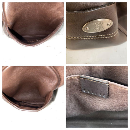 CELINE Hand Bag Tote Purse Boogie Leather Brown Authentic